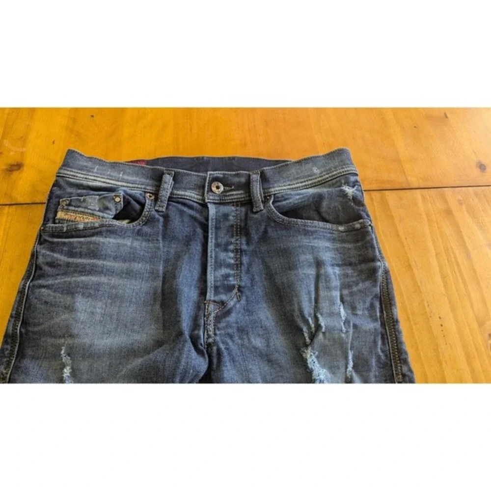 Diesel Distressed Slim Fit Jeans Faded Black Wash‎ Denim Button Fly Size 30